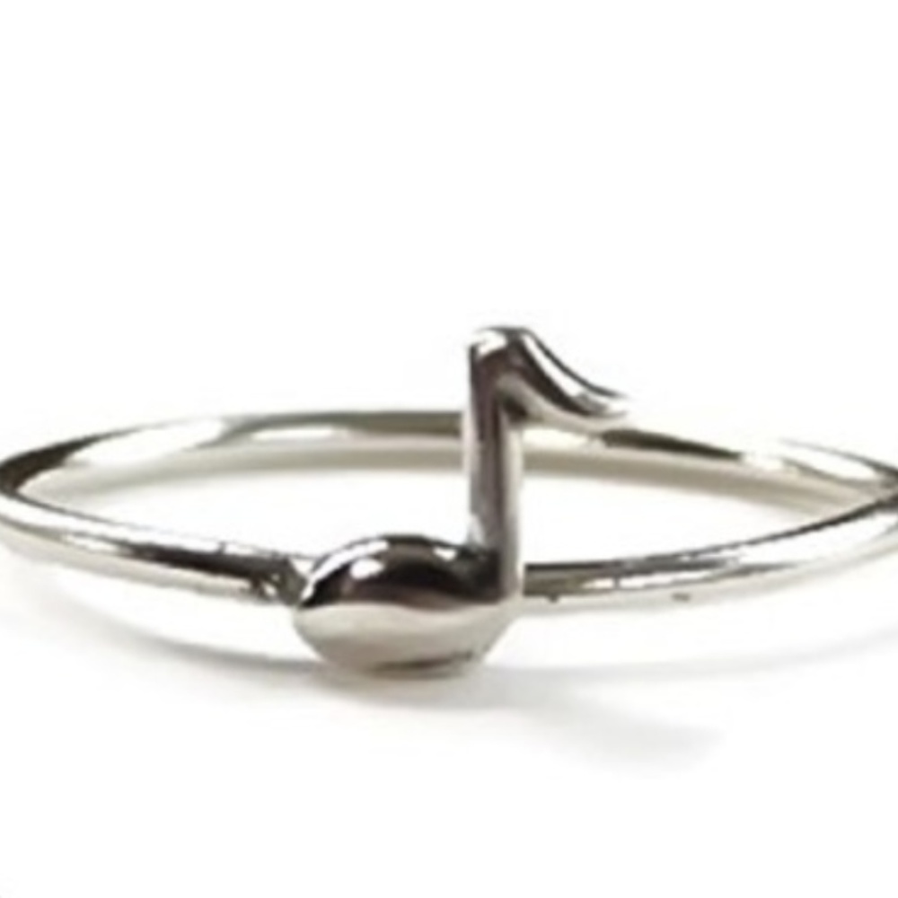 Handcrafted music note ring in 925 sterling silver